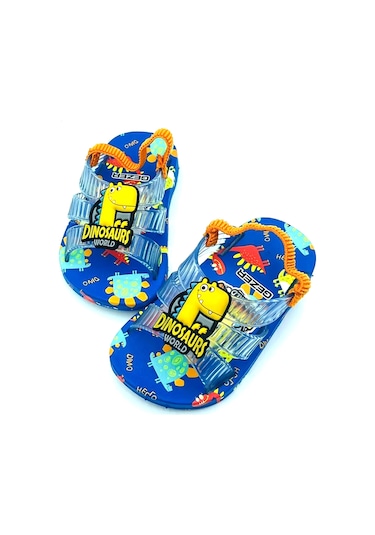 Gezer 13291 Dinazor Desenli Erkek Bebe Havuz Plaj Terlik-sandalet Mavi
