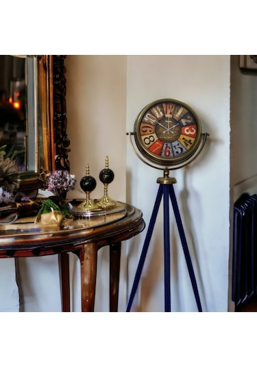 Eskitme Metal Ofis Salon Otel Ayaklı Seyyar Saat B10 Eskitme