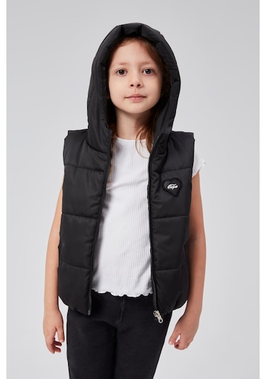 Benitto Kids Kapüşonlu Kız Çocuk Şişme Yelek 51307 Siyah
