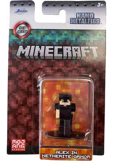Minecraft Nano Tekli Metal Figür Alex In Netherite Armor