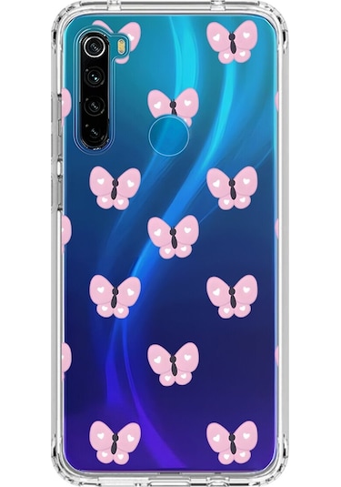 Xiaomi Redmi Note 8 Uyumlu Şeffaf Kılıf Kelebek 1 Tasarımlı