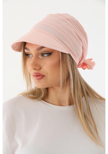 Safari Bağlamalı Pudra Siperli Bandana Vizör Pudra