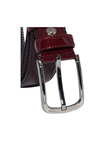3.5 Cm Tokalı Rugan Suni Deri Desenli Model Klasik Erkek Kemer Bordo Bordo