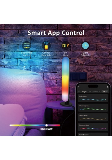 Geeroyoo Rgb Led Müzik Ritmi Işıklı Lambalar, Bluetooth+2.4g Kontrol, Akıllı Wi-fi Desteği, Oyun Ve Ev Dekoru İçin Çift Paket Renkli