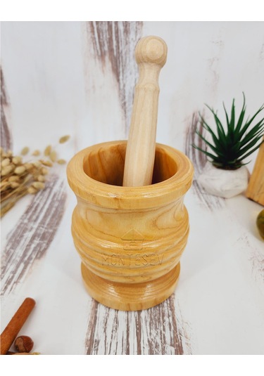 El Yapımı Ahşap Ağaç Havan Sarımsak Döveceği Lüx 10 Luk