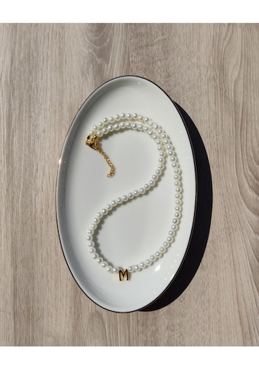 İnci Zerafetinde Harfli İnci Kolye - Kişiselleştirilmiş Hediye 3461000000273 Beyaz