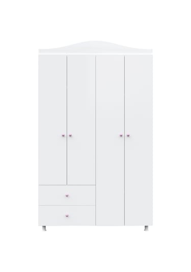 Angel Pembe Kulplu 5 Bölmeli 2 Çekmeceli Gardrop