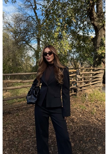 Siyah Tek Düğmeli Ceket Pantolon Takım - 9480 Siyah