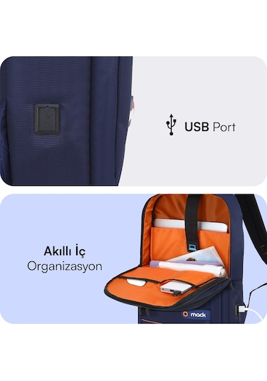 Mack Mcc-006bl 15.6 Offıce Notebook Sırt Çantası Lacivert siyah