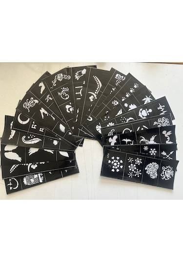 Airbrush Tattoo Hint Kınası Desenleri 24 Sayfa Birden 4 Tüp Siyah Kına Ve Fırça H Siyah