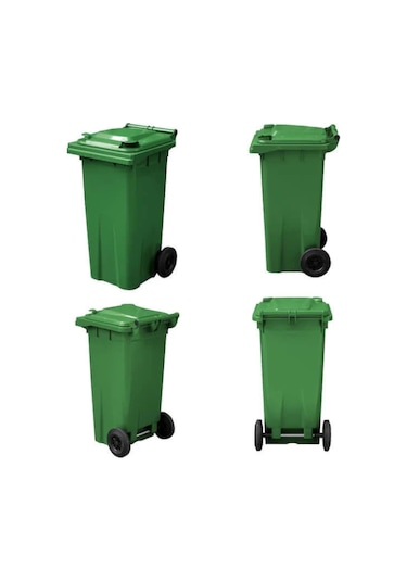 Mck Yeşil Plastik Çöp Konteyneri 120 Litre Konteyner - A+ Isıya Açık Yeşil