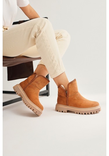 Aniitta Taba Süet Kürklü Kısa Bot 001