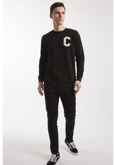 Boston Siyah O-yaka Sweatshırt Siyah