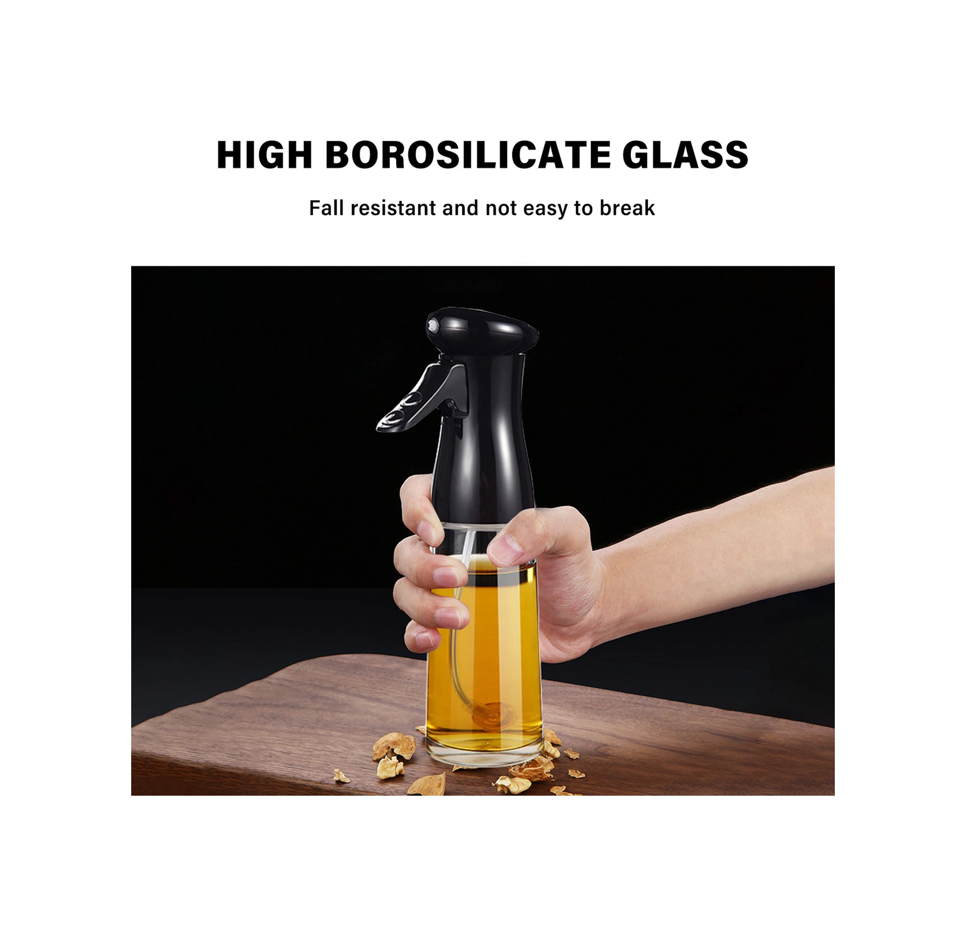 Youtek Siyah Cam Yağ Spreycisi 200ml - İnce Buharlı Nozzle, Anti Kayma Tabanlı, Mutfak, Izgaralar İçin Soya Sos, Sirke Depolama Ve Kontrolü Çok Renkli