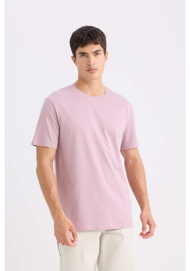 DeFacto New Regular Fit Bisiklet Yaka Basic Düz Kısa Kollu Tişört E1091AXNSBR147 Bordo