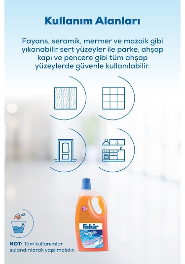 Fakir Magic 2'si 1 Arada Ahşap ve Sert Yüzey Temizleyici 1 L