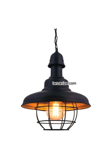 Tarzavize Trt10 Dekoratif Siyah Kafesli Retro Sarkıt Avize