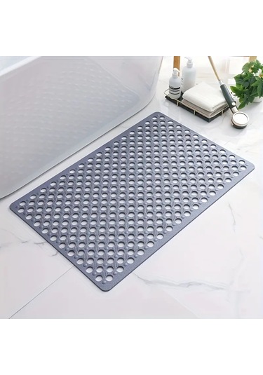 36x66 Cm Kaymaz Vantuzlu Duş Ve Banyo Zemin Matı Su Geçirmez, Güvenli Kaydırmaz Mat Antrasit