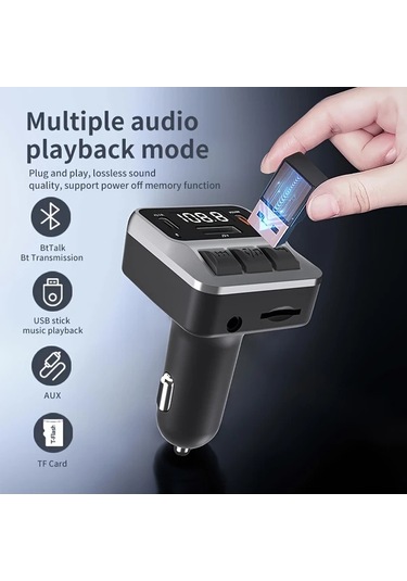 Honeybeeshop 2025 Yeni Araba Kablosuz 5 3 Fm Verici Koyu Kahverengi Hizli Sarj Pil Olmadan Araba Tak