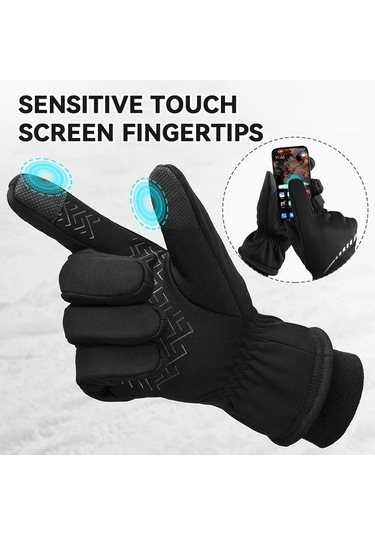 Willowhaven Siyah Kışlık Dokunmatik Eldiven, Kayak Koşu Bisiklet Siyah
