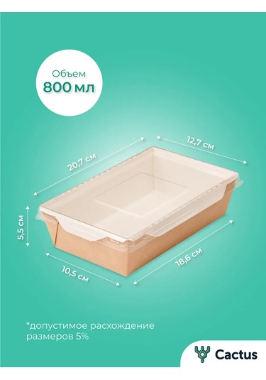 Cactus Tek Kullanımlık Trifle Kutuları, 800 Ml Gıda Kapları 224868223 100 adet