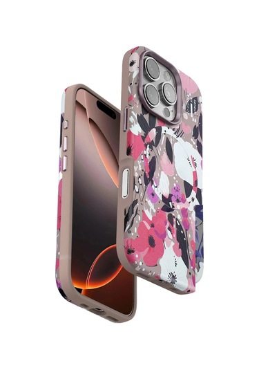 Durukar Apple, Uyumlu iPhone 16 Pro Flower Series Magsafe Kapak - Pembe