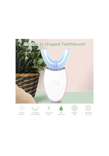 Dianziye Pink U-shaped Electric Toothbrush With 3 Modes - Ipx7 Waterproof, Usb Rechargeable, 5000-15000hz Titreşimli For Deep Cleaning Çok Renkli