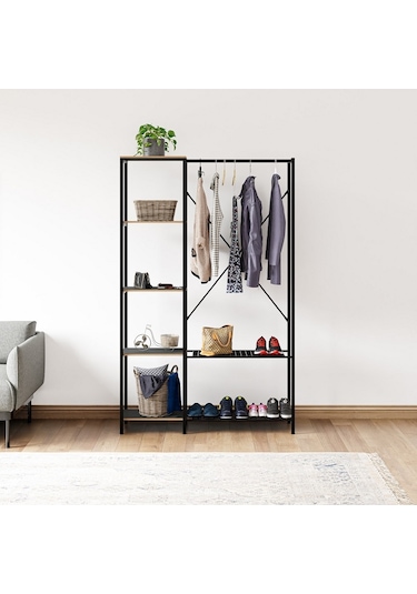 Çok Amaçlı Metal Ayaklı Raflı Dolap Ayakkabılık Füme 1372