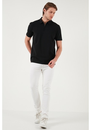 Buratti Pamuklu Regular Fit Yarım Fermuarlı Erkek Polo Yaka T Shirt 5902972 Siyah