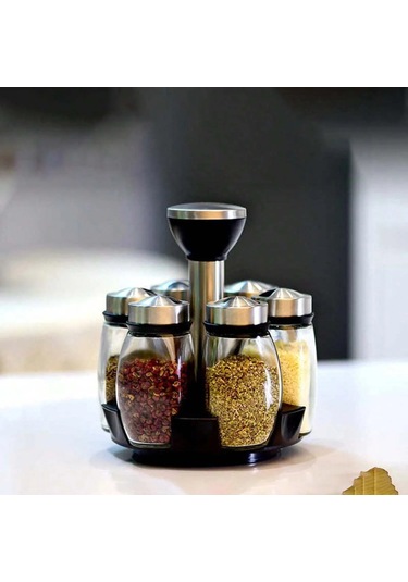 7 Adet Çeşni Şişesi Dönen Taban Çeşni Şişesi Paslanmaz Çelik