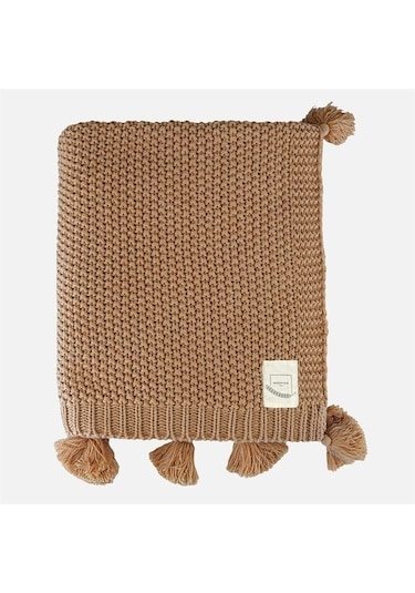 Coco Pirinç Örgü Ponponlu Triko Tv Battaniyesi Throw Koltuk Şalı (538861712)-130X170