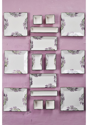 Piatti Naturali 16 Parça 6 Kişilik Lavanta Kahvaltı Takımı Handmade Sunum Set Lila