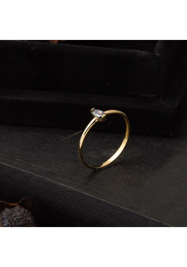 Obsidyen Taşlı Sade 14 Ayar Altın Yüzük YZSKY14K29013