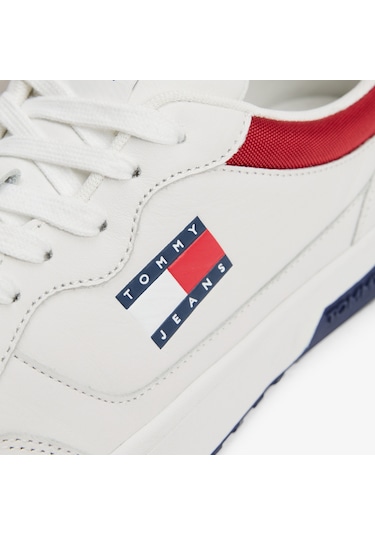 Tommy Hilfiger Jeans Cupsole Leather Erkek Beyaz Spor Ayakkabı Em0em01443 Beyaz