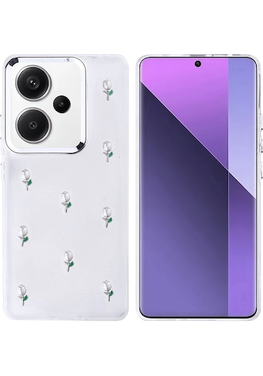 Xiaomi Redmi Note 13 Pro Plus 5g Kılıf Airbag Tasarımlı Simli Şeffaf Zore Kutup Kapak