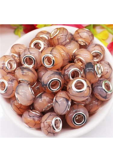 Irisdream 10 Adet Murano Reçine Rondelle Boncuk Bilezik Dıy Takı Yapımıbej Bej