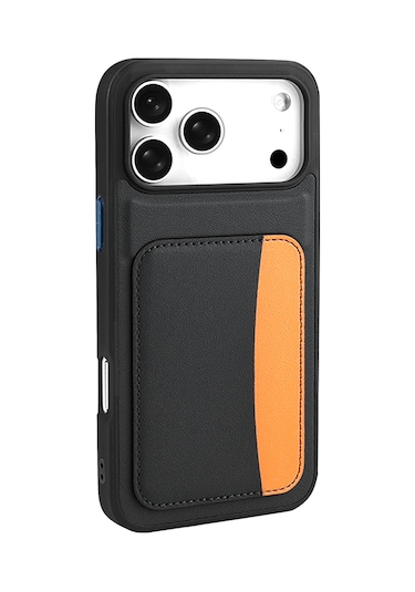 İphone 17 Pro Kılıf Kartlıklı X-kart Silikon Kılıf Siyah