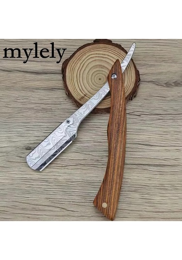 Tan Ahşap Saplı Bıçak Tıraş Jilet Profesyonel Berber Tıraş Makinesi Kaş Jilet 1 Razor Mkt