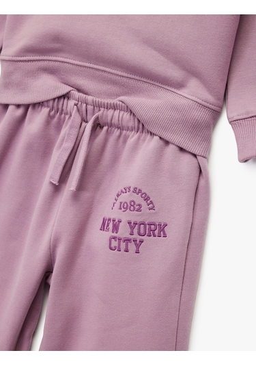 Koton Regular Fit Nakışlı Pamuk Karışımlı Eşofman Takımı Pembe 6wkg10221ak Gül