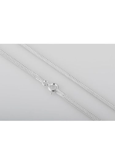 925 Ayar Gümüş Tilki Kuyruğu Örme Kare Model Zincir Kolye 1,7 Mm