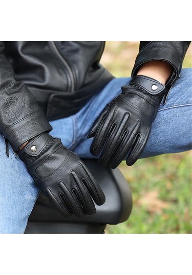Yunboo M Beden Siyah Kürkü Motor Eldiveni - Dokunmatik Ekranlı, Spreyli, Darbe Emici, Kaymazlı, Soluklastırıcı Sürüş Eldiveni