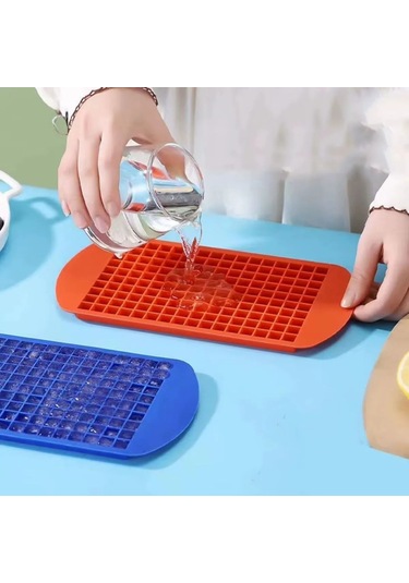 160'lı Mini Küp Şekilli Silikon Buzluk, Sunum Buzluk Yeşil