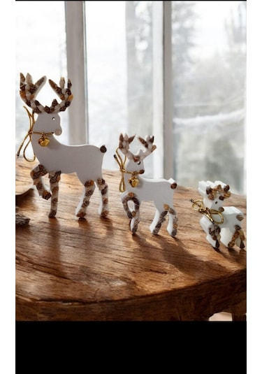 Dekoratif Ahşap Geyik Noel Temalı 15-10-6 Cm