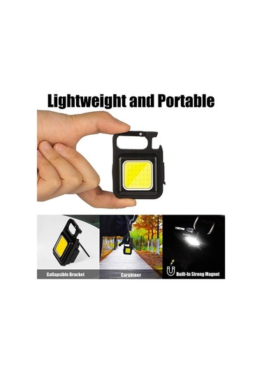 Mini Gece Lambası Taşınabilir Cob El Feneri Usb Şarj Edilebilir Anahtarlıklar Cep Işığı Güçlü Manyetik Çalışma Işığı Siyah