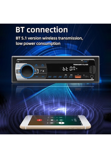 Springsun Oto Mp3 Çalar Jsd-530l: Bt 5.1, 45wx4 Çıkış, Fm Radyo, Karta Takılabilir, 12-14.4v,无损 Ses, Kolay Kurulum Şarj Aleti Ve Pil Yok