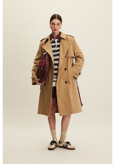 Anıka Kruvaze Kemerli Trençkot Camel 4747462 Çok Renkli