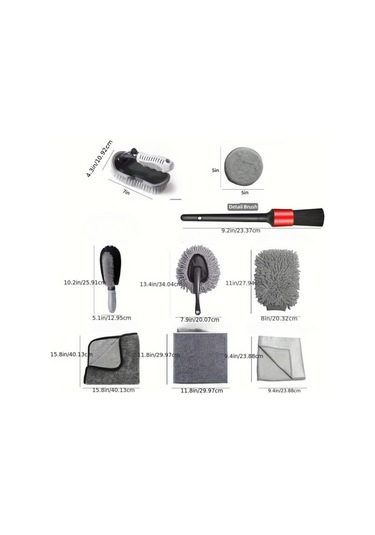 Polham Profesyonel 9 Parçalı Araba, Motorsiklet İçin Detaylı Araç Temizlik Ve Bakım Seti, İç Ve Dış Bakım Seti