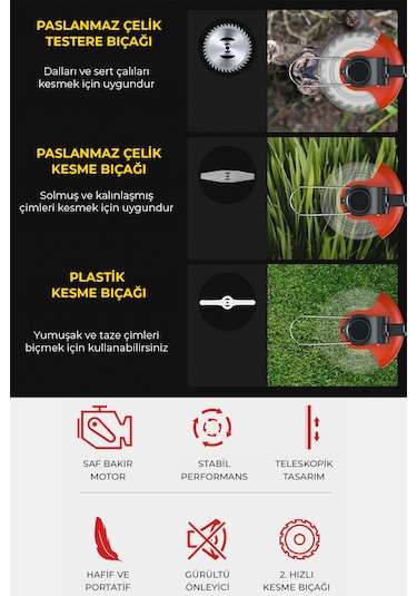 Robo 88V Şarjlı Çim Biçme Makinesi Tırpan