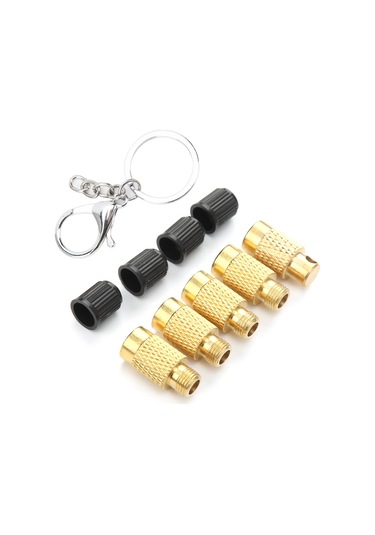 Lemestar 4'lü Bakır Lastik Deflatör Aracı - Tek Seferde 4 Lastiği Deflate Eden, Basit Kullanım, Anahtar Zinciri İle Taşınabilir