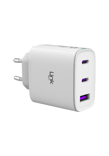 Linktech C317 Safe 3 Çıkışlı 45W Hızlı Şarj Adaptörü Beyaz
